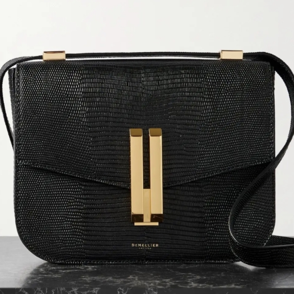 Demellier London Black Lizard Effect Vancouver Bag